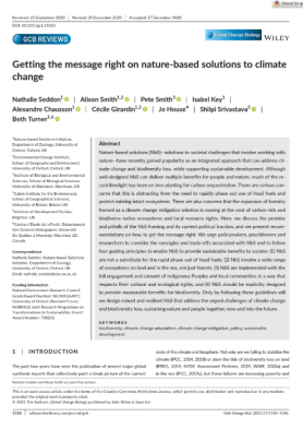 Getting the message right on nature-based solutions to climate change