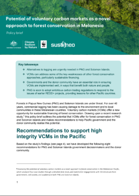 Potential of voluntary carbon markets as a novel approach to forest conservation in Melanesia